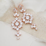 Rose gold cubic zirconia Statement Bridal earrings - CHARLI - Treasures by Agnes