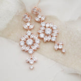 Rose gold cubic zirconia Statement Bridal earrings - CHARLI - Treasures by Agnes