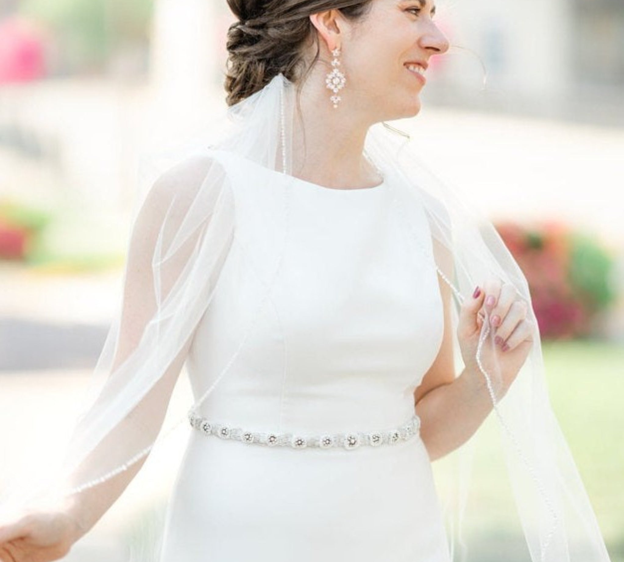 Rose gold cubic zirconia Statement Bridal earrings - CHARLI - Treasures by Agnes