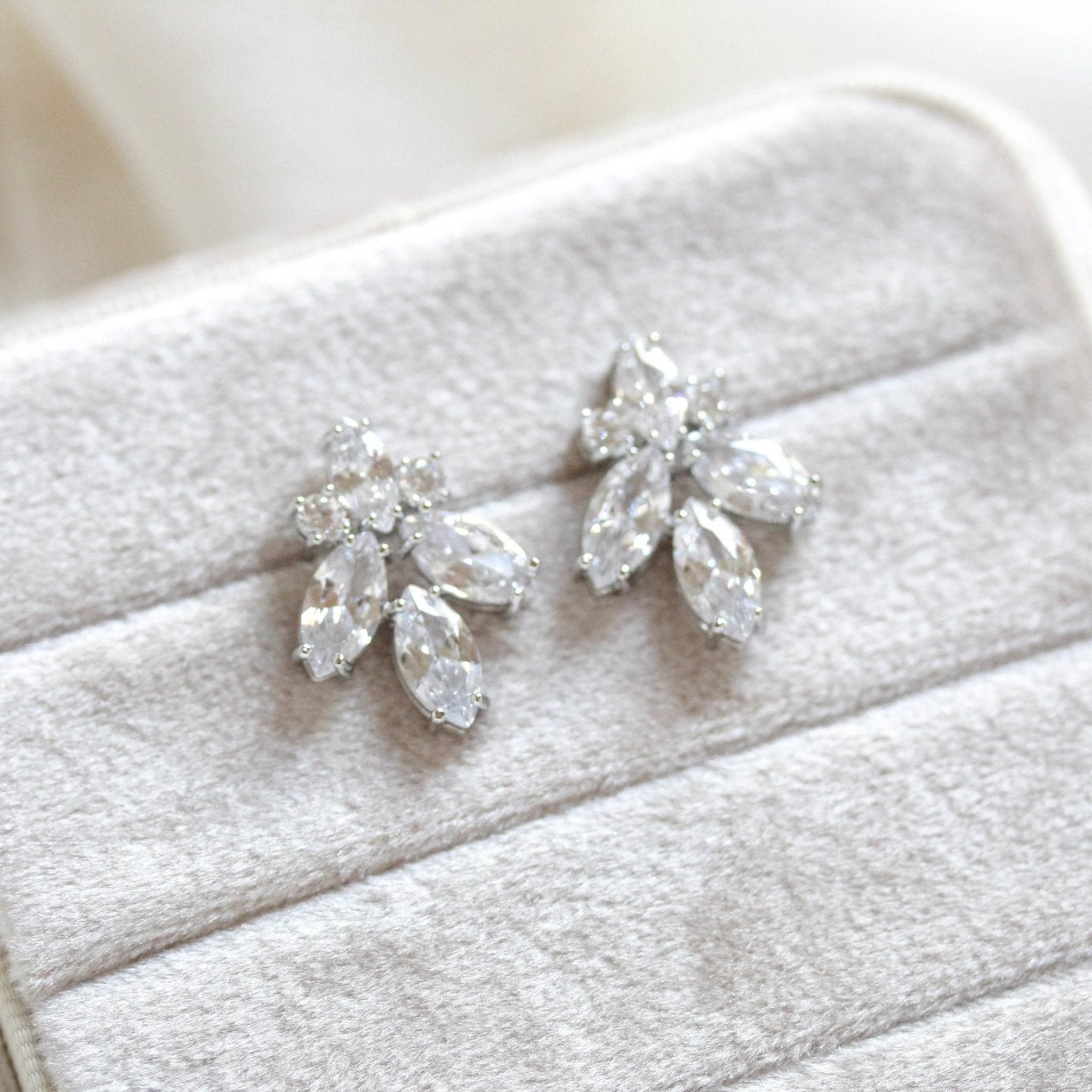 Silver Cubic Zirconia stud Bridal earrings - DIVINE - Treasures by Agnes