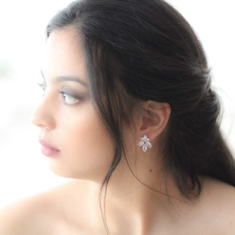 Rose gold Cubic Zirconia stud Bridal earrings - DIVINE - Treasures by Agnes