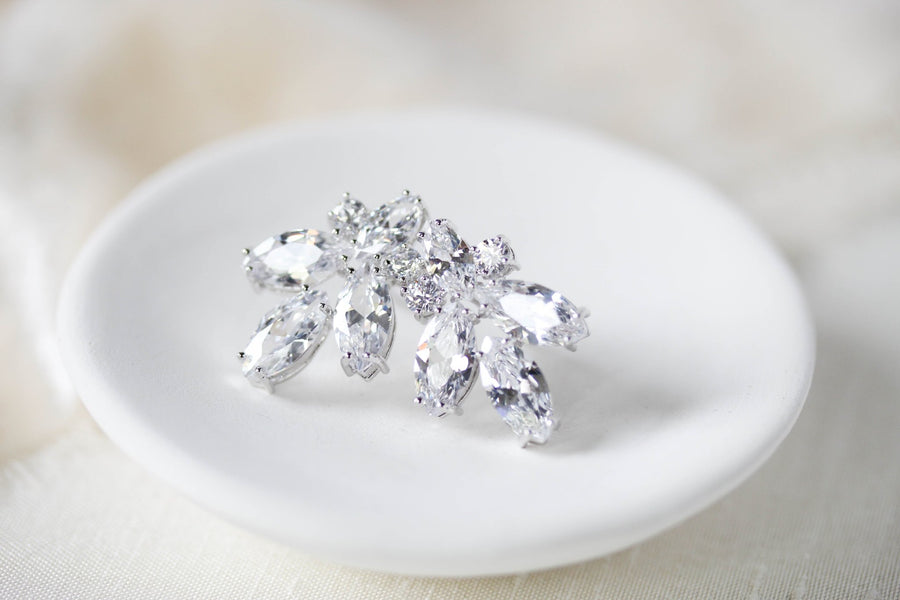 Rose gold Cubic Zirconia stud Bridal earrings - DIVINE - Treasures by Agnes