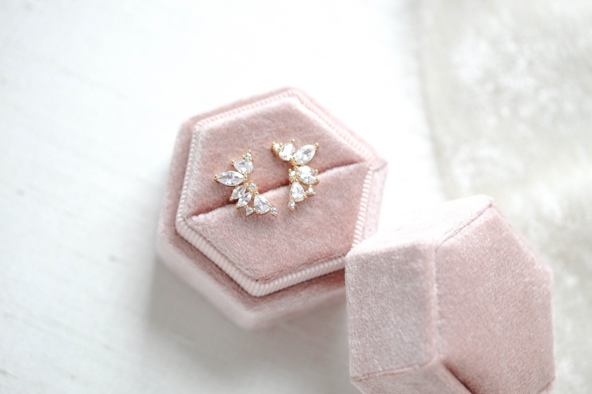 Rose gold cubic zirconia stud earrings - JORDYN - Treasures by Agnes