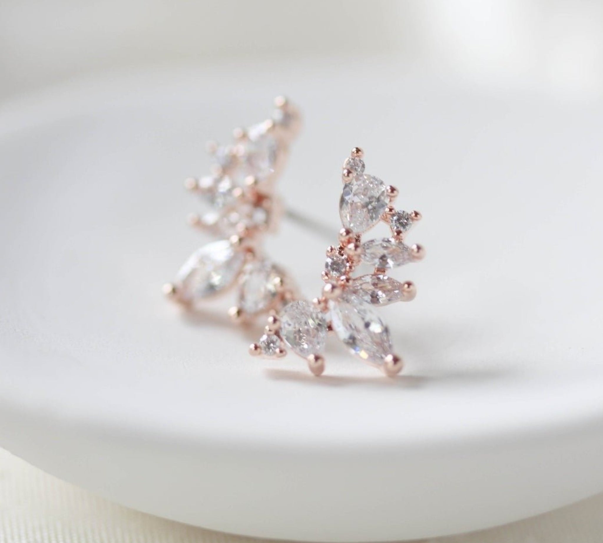 Rose gold cubic zirconia stud earrings - JORDYN - Treasures by Agnes
