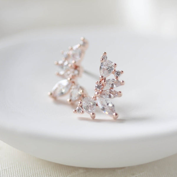 Rose gold cubic zirconia stud earrings - JORDYN - Treasures by Agnes