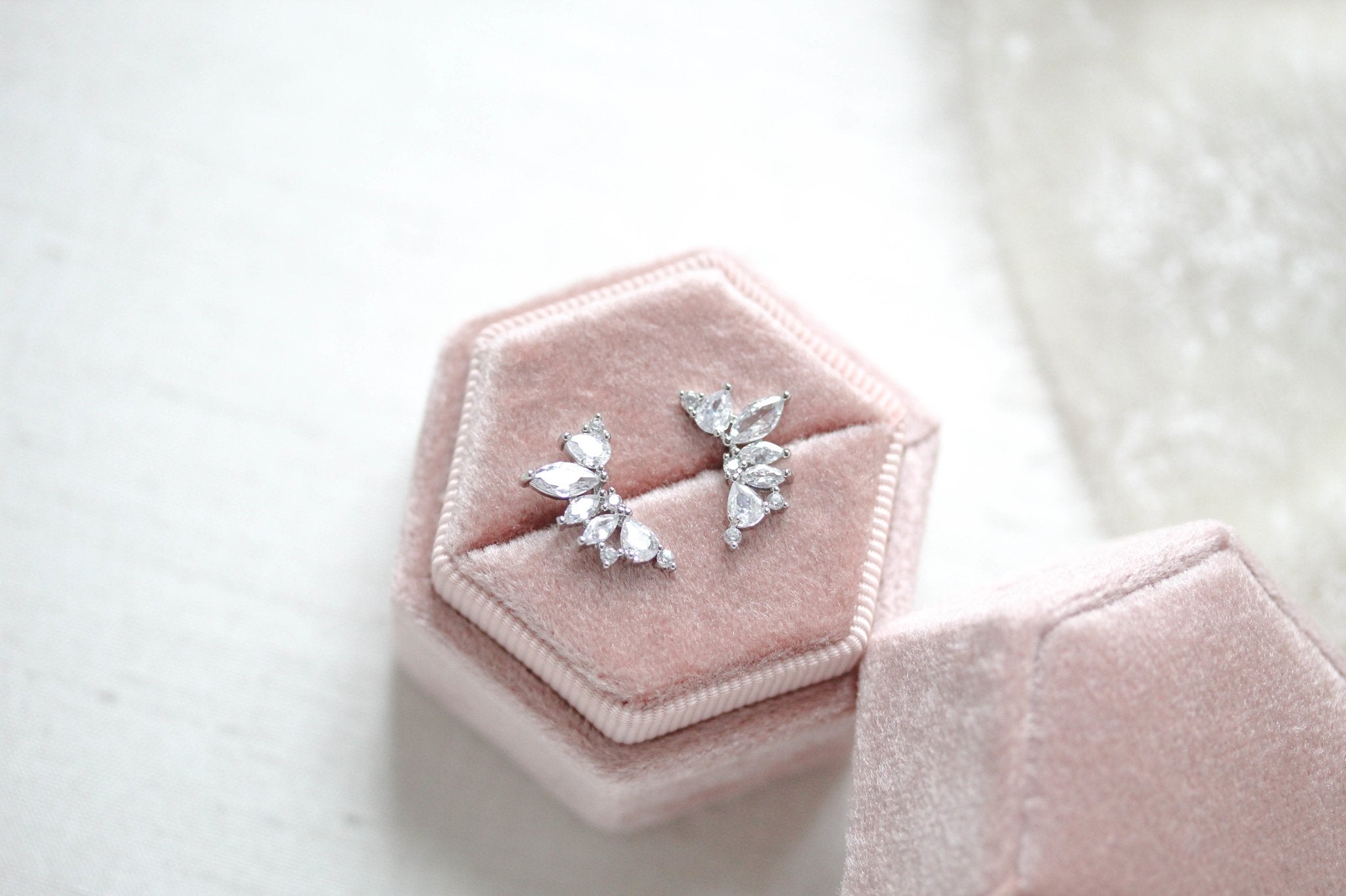 Rose gold cubic zirconia stud earrings - JORDYN - Treasures by Agnes