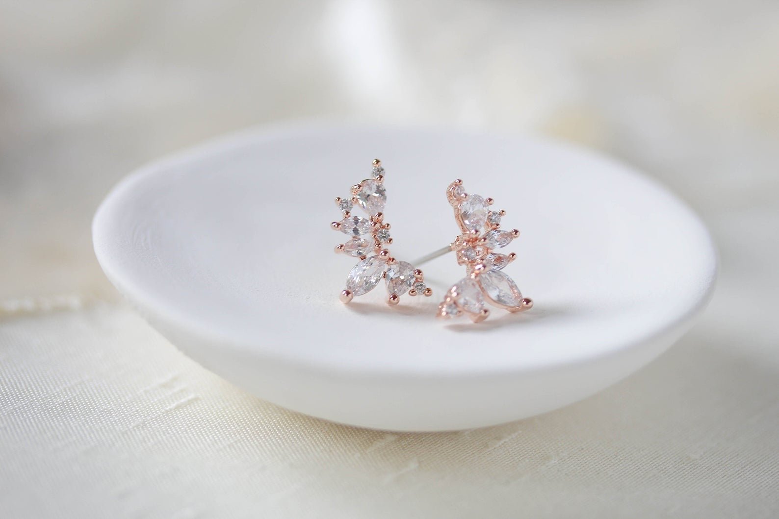 Rose gold cubic zirconia stud earrings - JORDYN - Treasures by Agnes