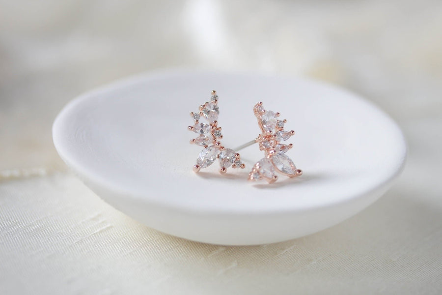 Rose gold cubic zirconia stud earrings - JORDYN - Treasures by Agnes