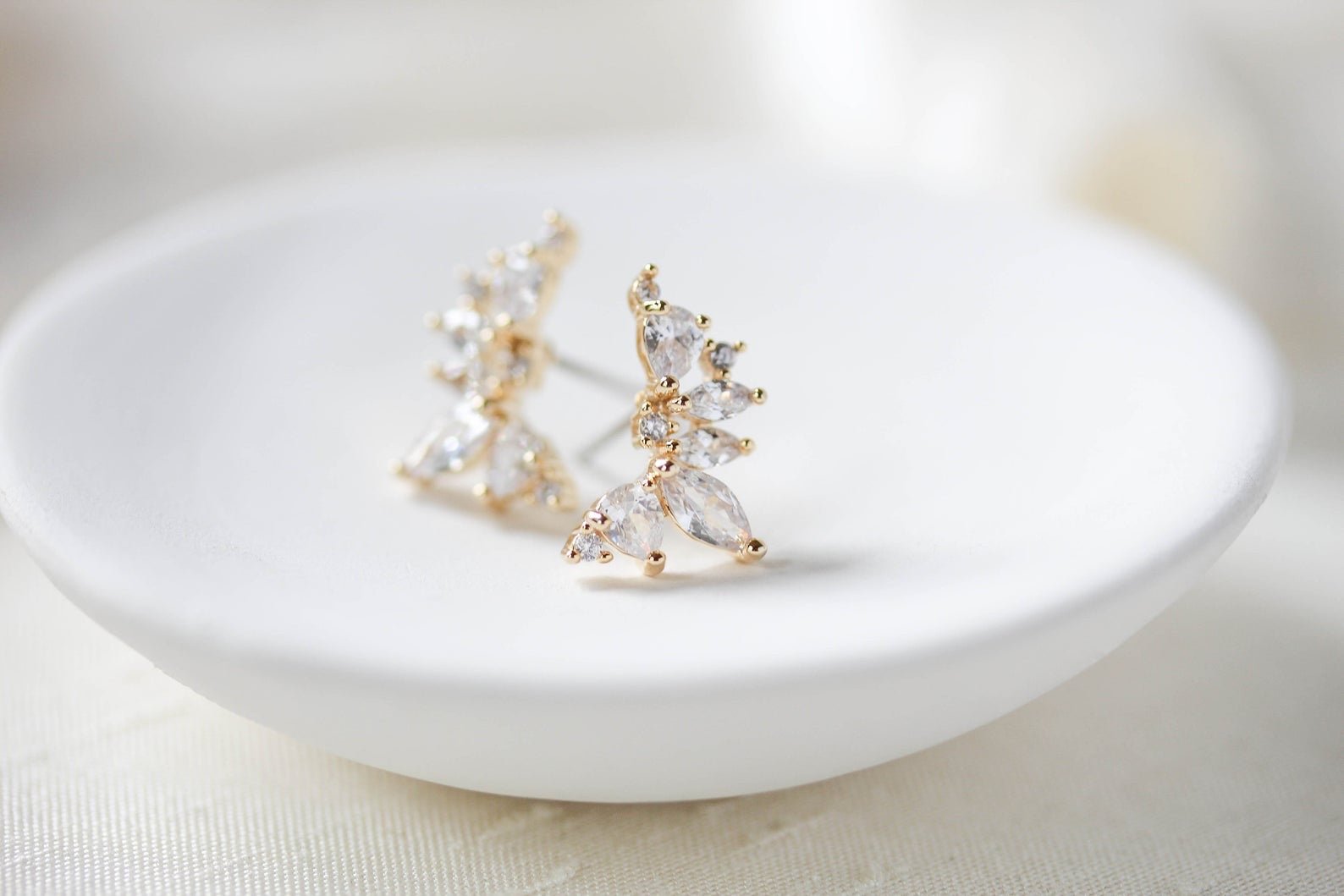 Rose gold cubic zirconia stud earrings - JORDYN - Treasures by Agnes