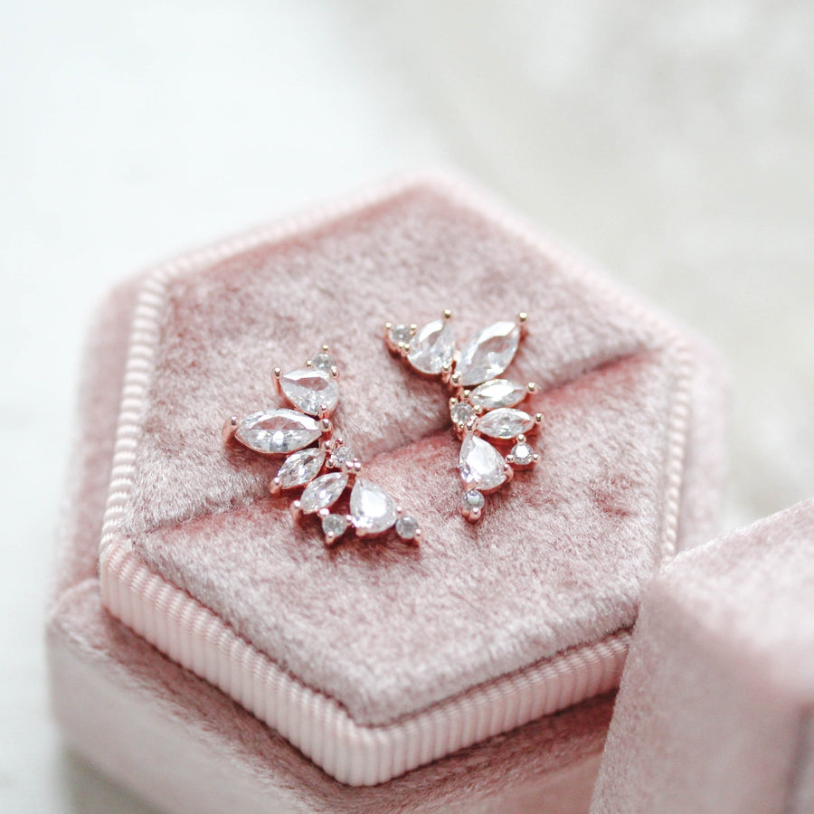 Rose gold cubic zirconia stud earrings - JORDYN - Treasures by Agnes