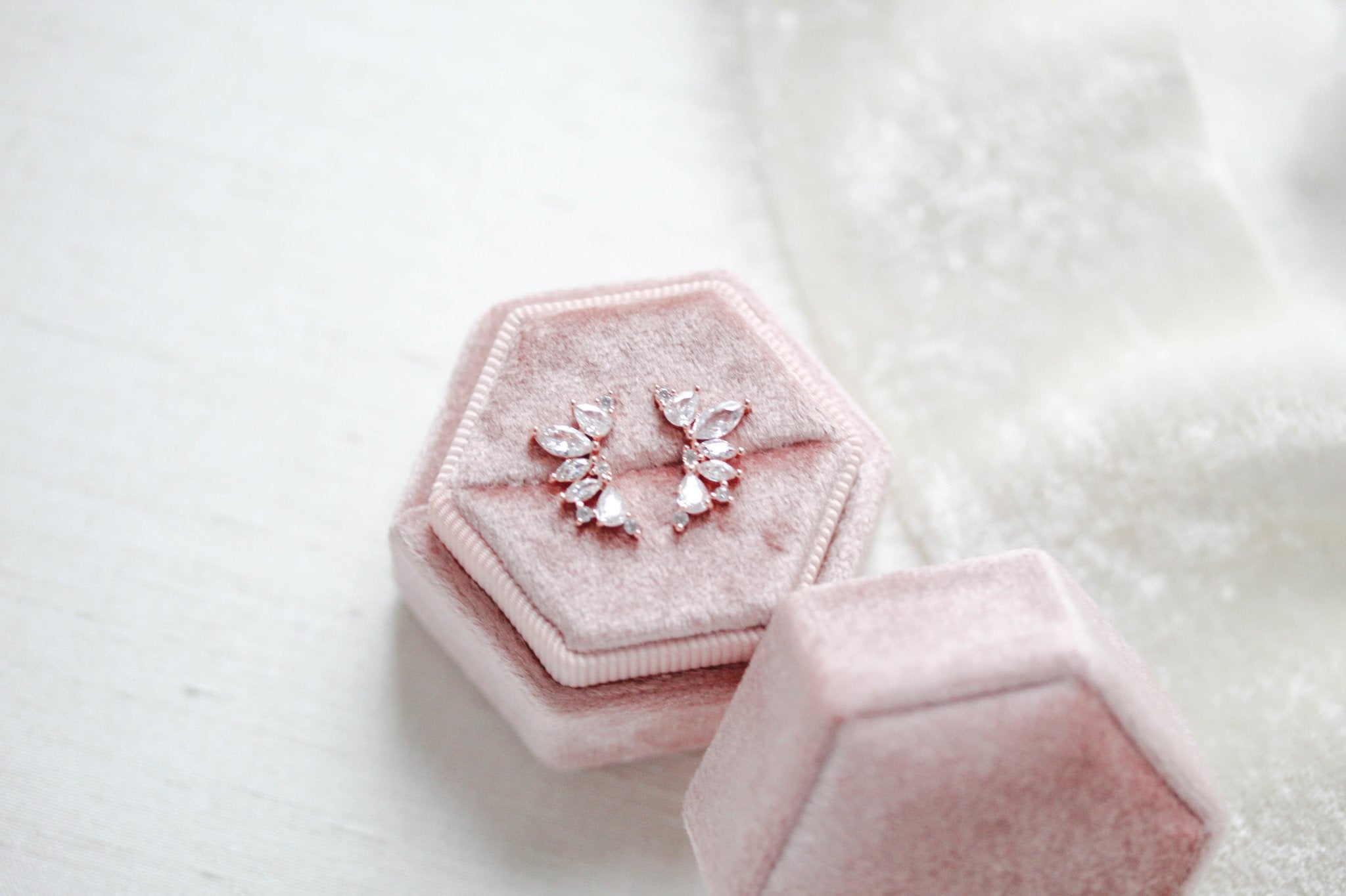 Rose gold cubic zirconia stud earrings - JORDYN - Treasures by Agnes
