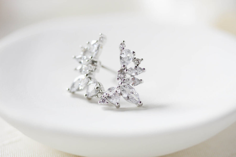 Rose gold cubic zirconia stud earrings - JORDYN - Treasures by Agnes