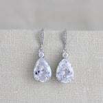Rose gold Cubic Zirconia teardrop bridal earrings - PEYTON - Treasures by Agnes
