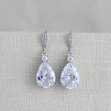 Rose gold Cubic Zirconia teardrop bridal earrings - PEYTON - Treasures by Agnes