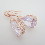 Rose gold Cubic Zirconia teardrop bridal earrings - PEYTON - Treasures by Agnes