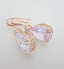 Rose gold Cubic Zirconia teardrop bridal earrings - PEYTON - Treasures by Agnes