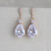 Rose gold Cubic Zirconia teardrop bridal earrings - PEYTON - Treasures by Agnes