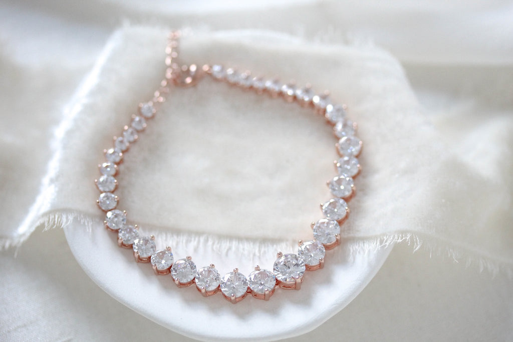 Rose gold cubic zirconia tennis bracelet - SOPHIE - Treasures by Agnes