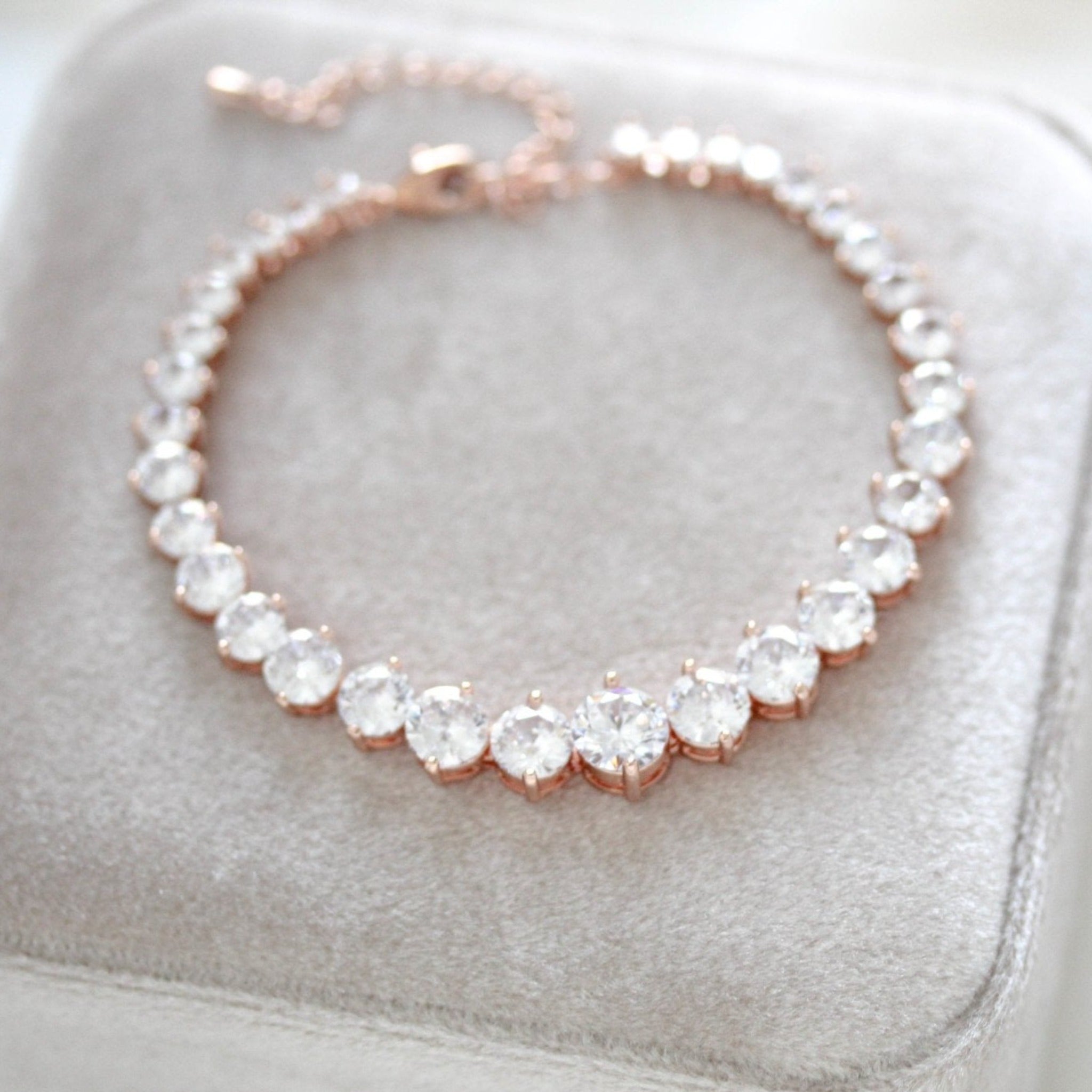 Rose gold cubic zirconia tennis bracelet - SOPHIE - Treasures by Agnes