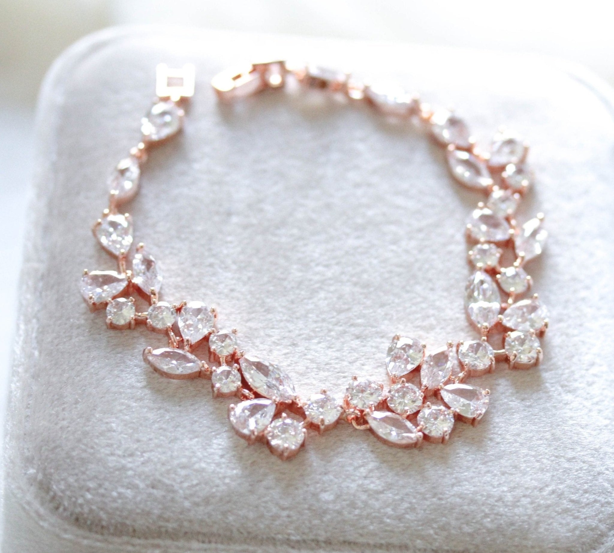 Rose gold CZ Bridal bracelet - JAMIE - Treasures by Agnes