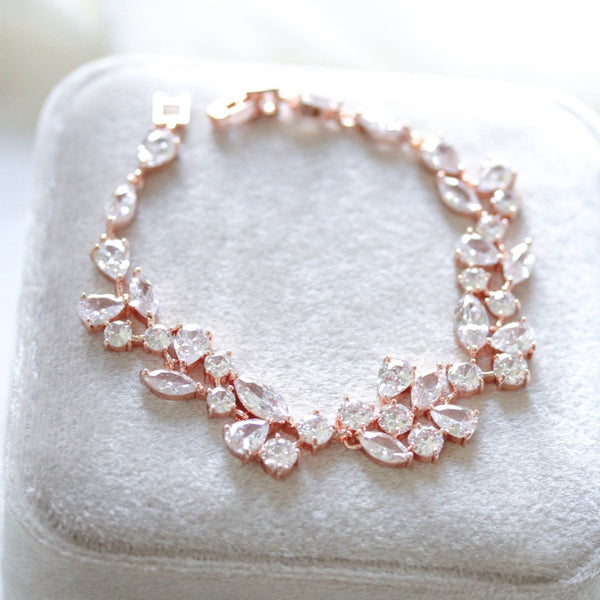 Rose gold CZ Bridal bracelet - JAMIE - Treasures by Agnes