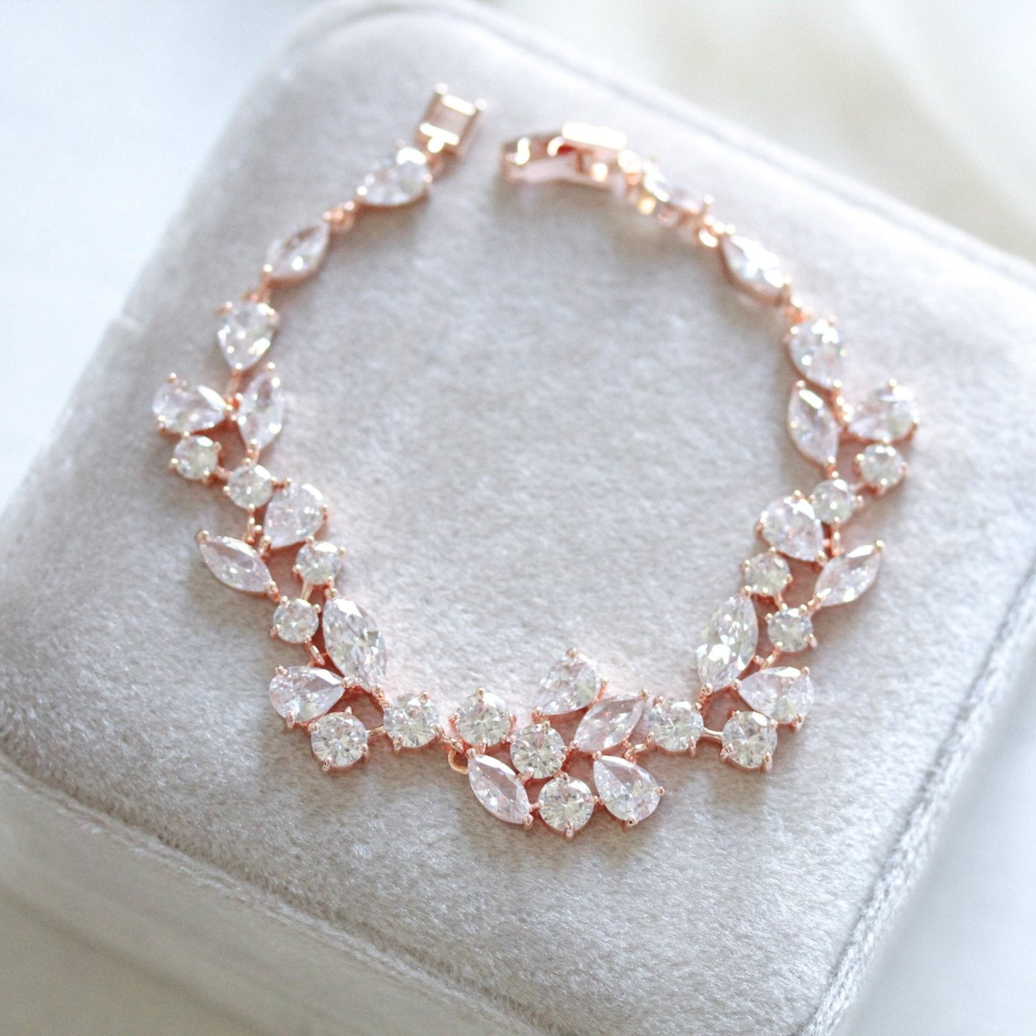 Rose gold CZ Bridal bracelet - JAMIE - Treasures by Agnes