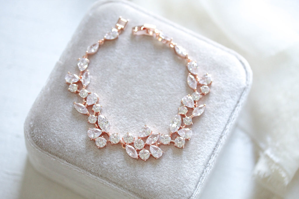 Rose gold CZ Bridal bracelet - JAMIE - Treasures by Agnes