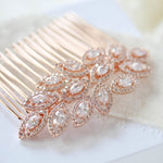 Rose gold CZ bridal hair comb - SCARLETT - Treasures by Agnes