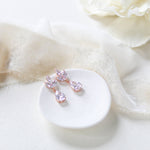 Rose gold CZ drop Bridal earrings Bridesmaid gift - LAUREN - Treasures by Agnes