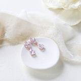 Rose gold CZ drop Bridal earrings Bridesmaid gift - LAUREN - Treasures by Agnes