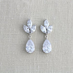 Rose gold CZ drop Bridal earrings Bridesmaid gift - LAUREN - Treasures by Agnes