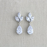 Rose gold CZ drop Bridal earrings Bridesmaid gift - LAUREN - Treasures by Agnes