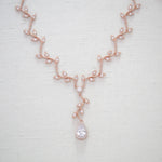 Rose gold dainty leaf Bridal necklace - RYLIE - Treasures by Agnes