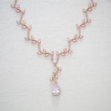 Rose gold dainty leaf Bridal necklace - RYLIE - Treasures by Agnes