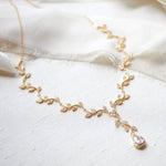 Rose gold dainty leaf Bridal necklace - RYLIE - Treasures by Agnes