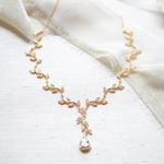 Rose gold dainty leaf Bridal necklace - RYLIE - Treasures by Agnes