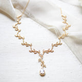 Rose gold dainty leaf Bridal necklace - RYLIE - Treasures by Agnes