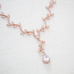 Rose gold dainty leaf Bridal necklace - RYLIE - Treasures by Agnes