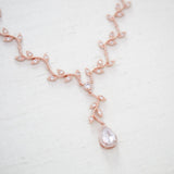 Rose gold dainty leaf Bridal necklace - RYLIE - Treasures by Agnes