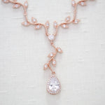 Rose gold dainty leaf Bridal necklace - RYLIE - Treasures by Agnes