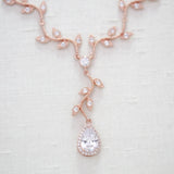 Rose gold dainty leaf Bridal necklace - RYLIE - Treasures by Agnes