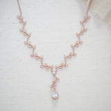 Rose gold dainty leaf Bridal necklace - RYLIE - Treasures by Agnes