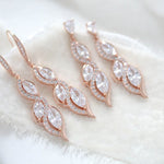 Rose gold dangle Bridal earrings - HADLEY