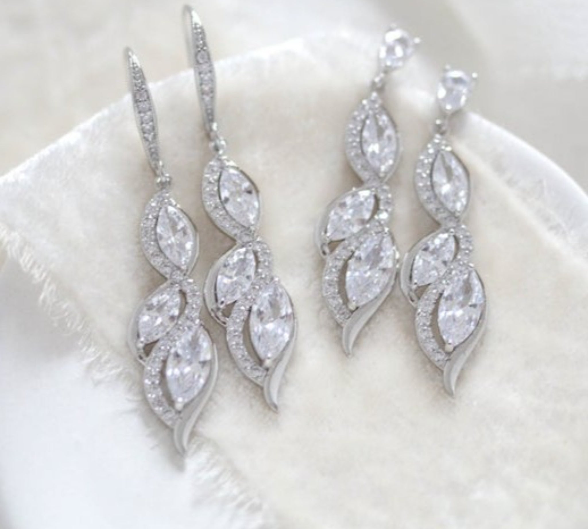 Rose gold dangle Bridal earrings - HADLEY