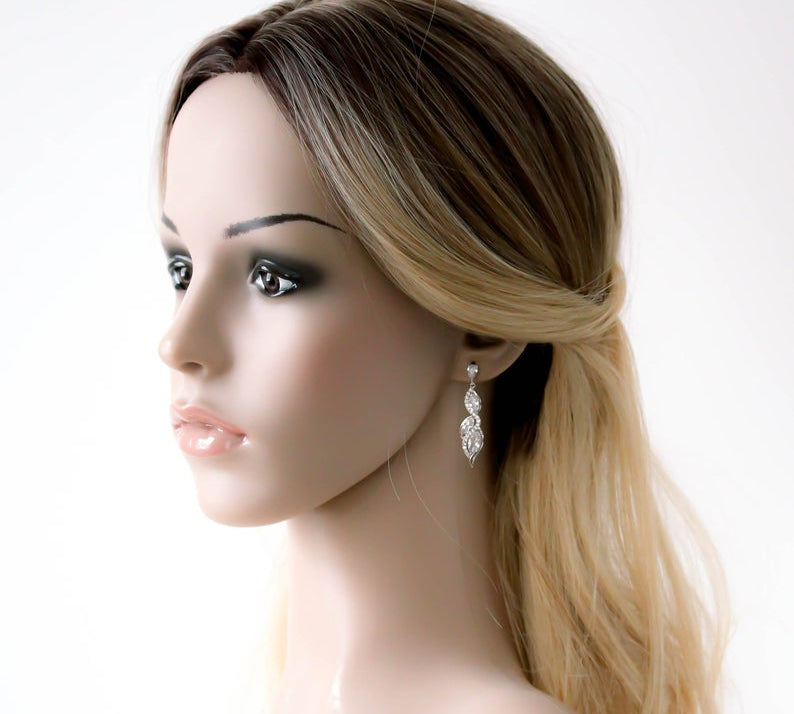 Rose gold dangle Bridal earrings - HADLEY