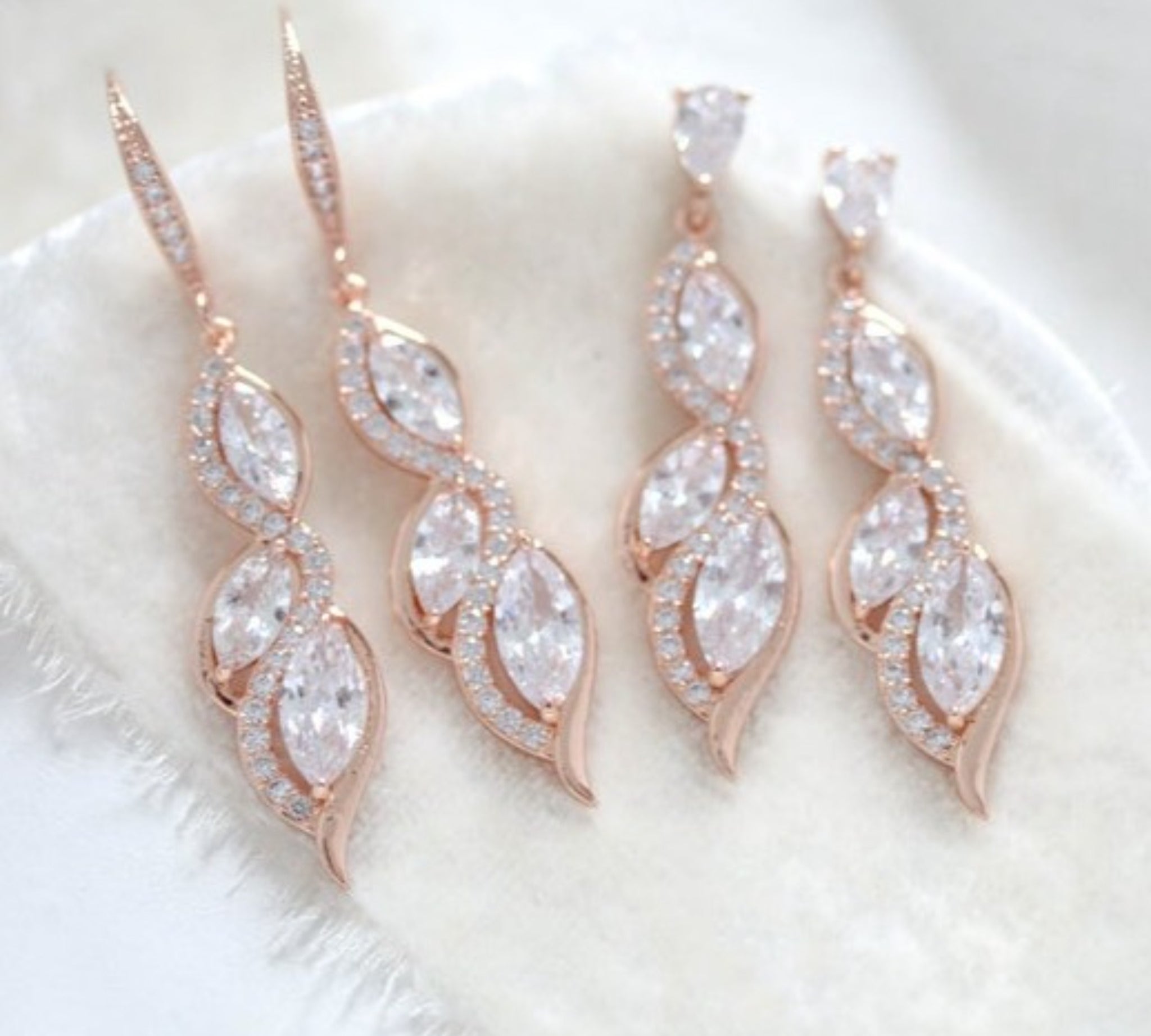 Rose gold dangle Bridal earrings - HADLEY