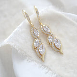Rose gold dangle Bridal earrings - HADLEY