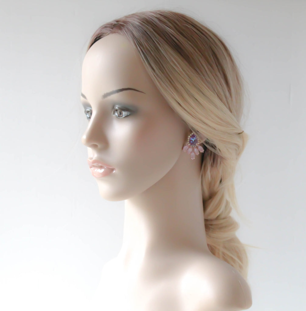 Rose gold earrings with lilac and purple crystals - SAWYER - Treasures by Agnes