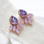 Rose gold earrings with lilac and purple crystals - SAWYER - Treasures by Agnes
