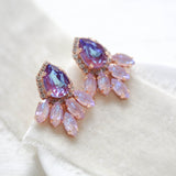 Rose gold earrings with lilac and purple crystals - SAWYER - Treasures by Agnes